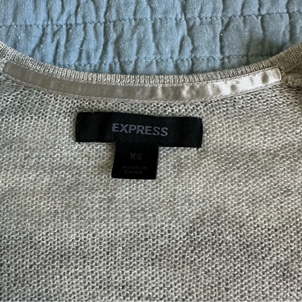 Express Y2K Vintage Merino Alpaca Mohair Gray Silver Crop Sweater XS